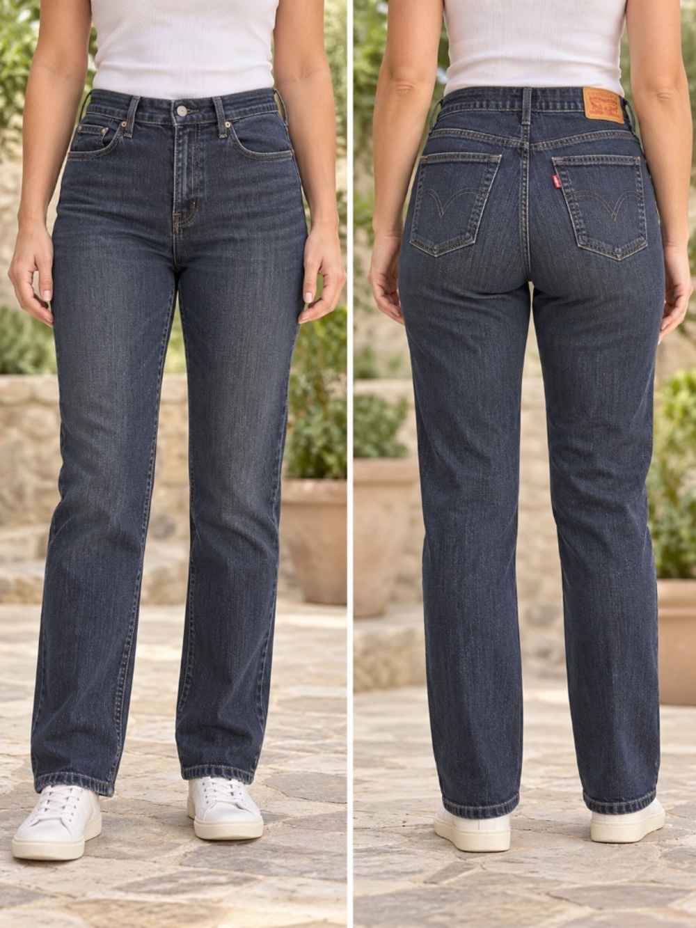 Levi’s 505 Straight Jeans Women’s Size 10 Dark Blue Wash Stretch Denim